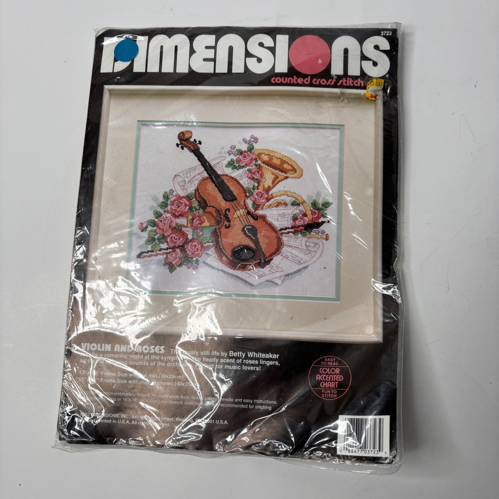 Dimensions Counted Cross Stitch Kit Violin and Roses 3723 Betty Whiteaker 1992